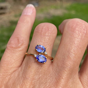 Toi et Moi 18K Gold Diamond Tanzanite Ring - Boylerpf