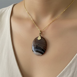 Antique Victorian Stanhope Banded Agate Pendant, Aberystwith Wales - Boylerpf