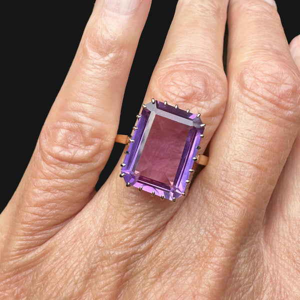 Gorgeous 14K Gold Rectangle Step Cut Purple Topaz Ring - Boylerpf