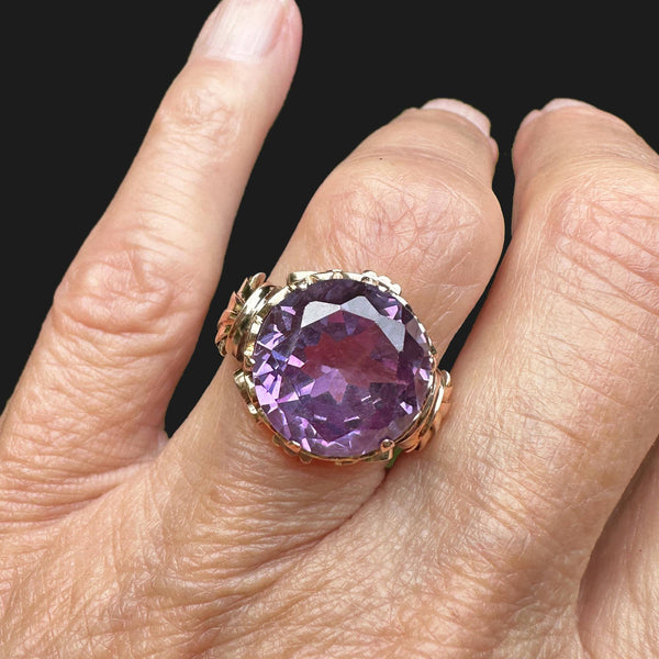 Retro 14K Gold Color Change Purple Sapphire Ring - Boylerpf