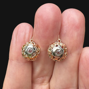 Antique Victorian Diamond Paste Dormeuse Earrings in 12K Gold - Boylerpf