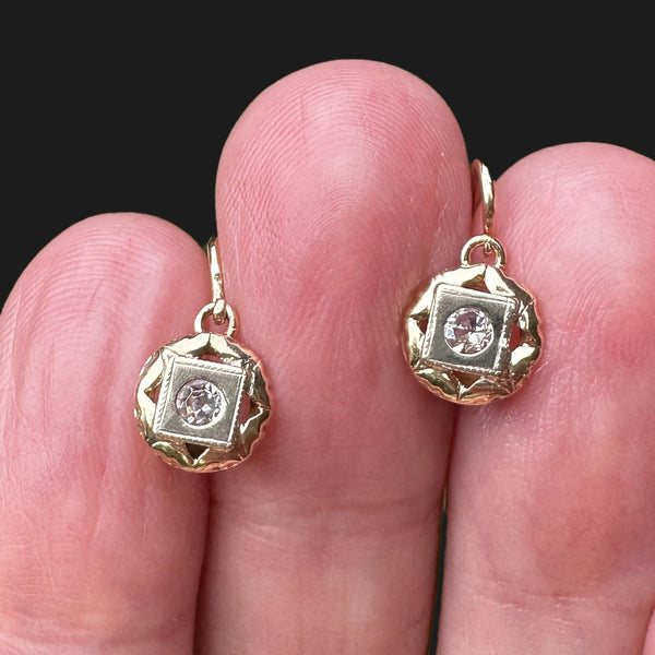 Antique French 12K Gold Dormeuse Sleeper Victorian Earrings - Boylerpf