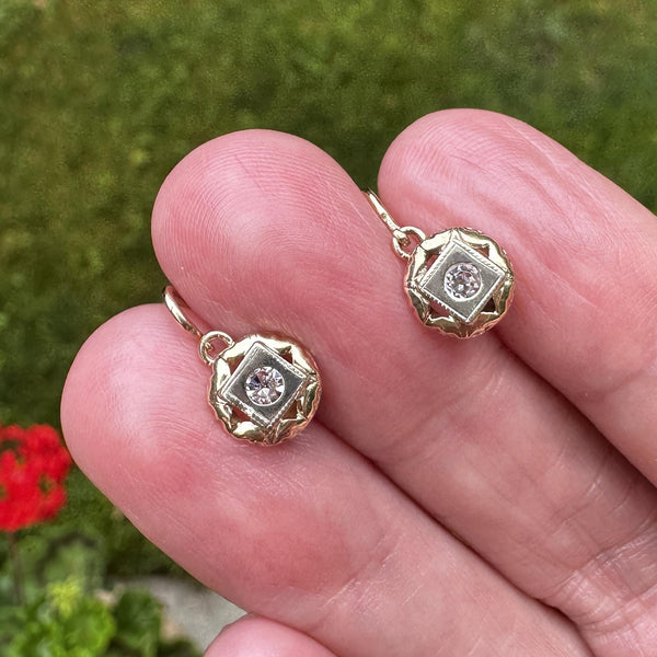 Antique French 12K Gold Dormeuse Sleeper Victorian Earrings - Boylerpf