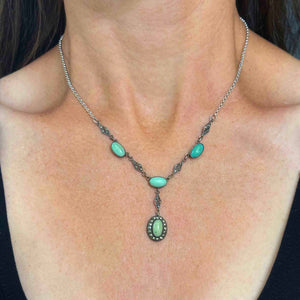Art Deco Silver Marcasite Turquoise Pendant Necklace - Boylerpf