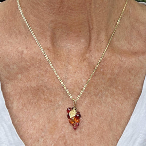 Fine 18K Gold Amethyst Citrine Garnet Grape Cluster Pendant - Boylerpf