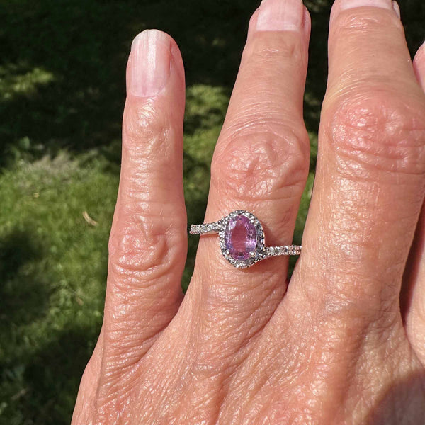 Fine Diamond Halo Bypass Pink Sapphire Ring - Boylerpf
