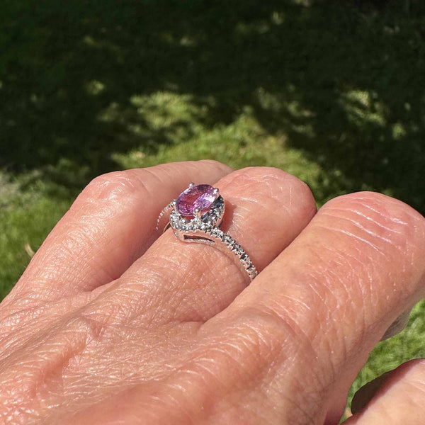 Fine Diamond Halo Bypass Pink Sapphire Ring - Boylerpf