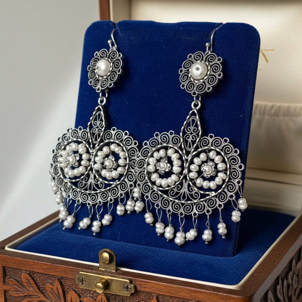 Oaxaca Sterling Silver Filigree Pearl Earrings - Boylerpf