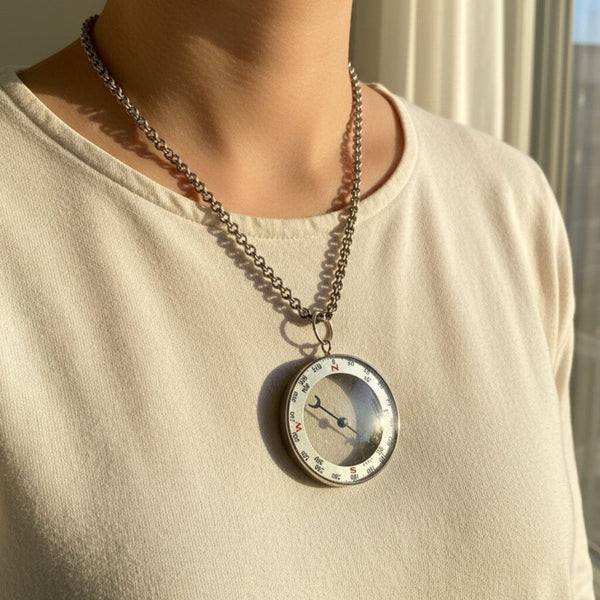 Vintage Working Compass Pendant Necklace Watch Fob - Boylerpf