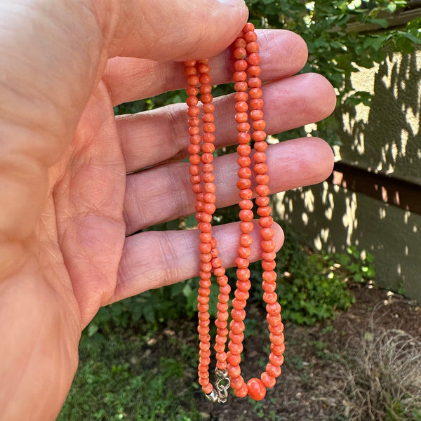 Antique Victorian 10K Gold Salmon Coral Necklace - Boylerpf