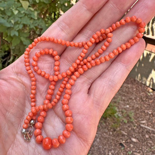 Antique Victorian 10K Gold Salmon Coral Necklace - Boylerpf