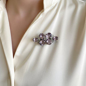 Antique Victorian Silver Seed Pearl 10CTW Amethyst Brooch - Boylerpf