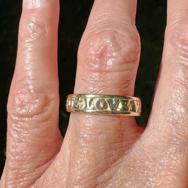 Vintage 14K Gold Cutout True Love Waits Band Ring - Boylerpf