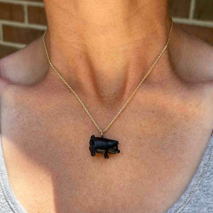 Antique Victorian 9K Gold Irish Bog Oak Pig Pendant Charm - Boylerpf