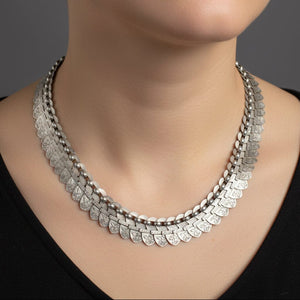 Antique Victorian Sterling Silver Book Chain Collar Necklace - Boylerpf