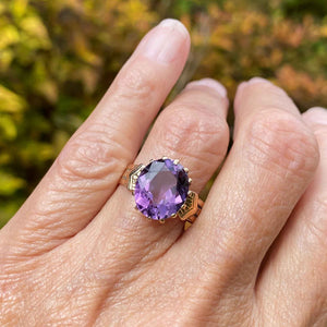 Antique Edwardian 14K Gold Amethyst Ring - Boylerpf