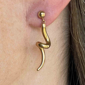 Vintage Solid 14K Gold Spiral Drop Earrings - Boylerpf