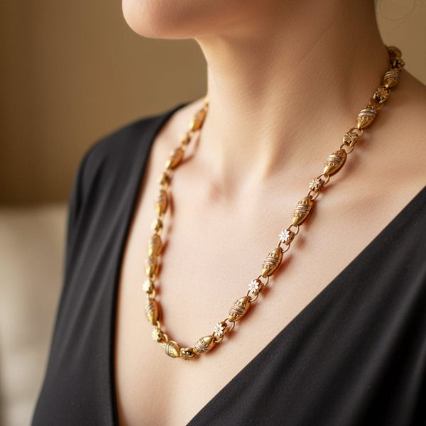 Antique Victorian 14K Gold Book Chain Necklace 22 Inch