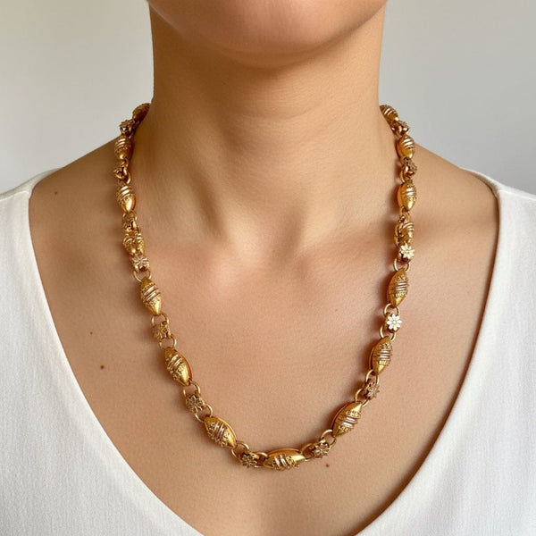 Antique Victorian 14K Gold Book Chain Necklace 22 Inch
