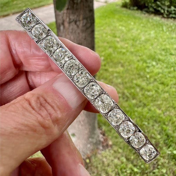 Antique Silver Rock Crystal Diamond Paste Bar Brooch - Boylerpf