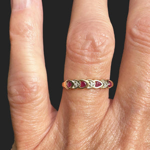 Vintage Ruby Diamond Heart Ring Band in 10K Gold - Boylerpf