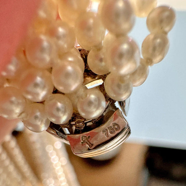 Vintage French 18K Pearl Convertible Necklace Bracelet