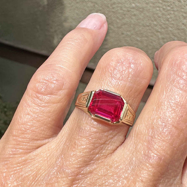 HarlemBling Solid 925 Sterling Silver - Men's Red Ruby Gemstone Ring -  Great As Pinky Ring Or Signet Ring Sizes 7-13 (6)|Amazon.com