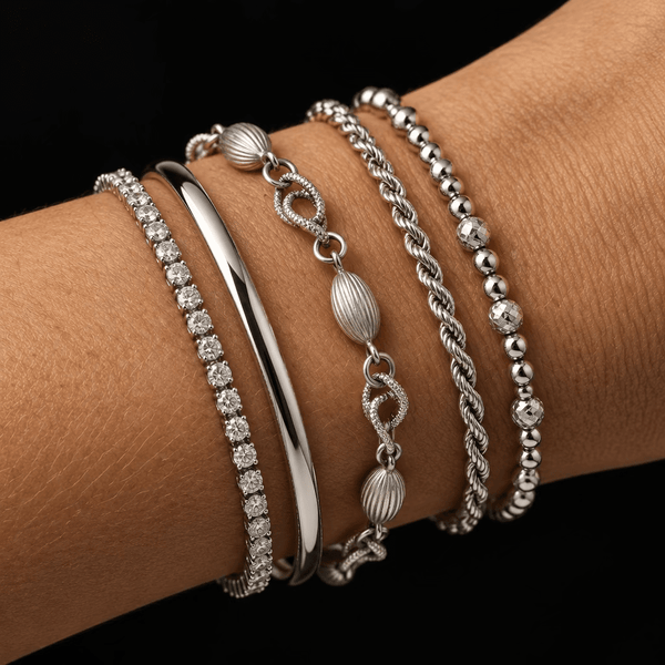 Vintage Ball Twisted 835 Silver Link Bracelet