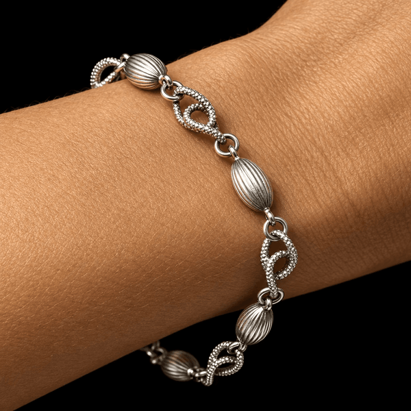 Vintage Ball Twisted 835 Silver Link Bracelet