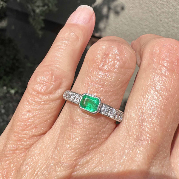 6.08 carat Emerald & Diamond 3-Stone Platinum Ring (GIA Certified) —  Shreve, Crump & Low