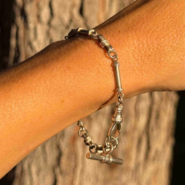 Antique Edwardian Silver Knotted Albert Watch Chain Bracelet - Boylerpf