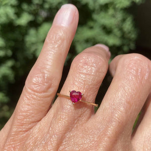 Vintage 10K Gold Solitaire Ruby Heart Ring - Boylerpf