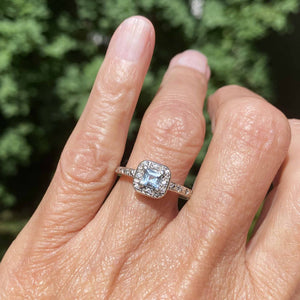 Vintage Silver Aquamarine Halo Style Ring - Boylerpf