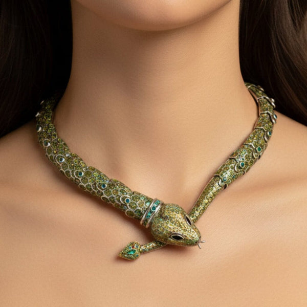 Margot de Taxco Snake Necklace Sterling Silver Enamel