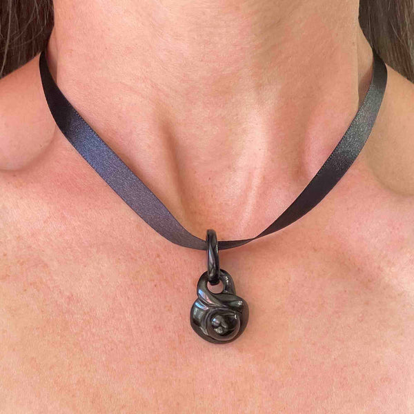 Antique Victorian Carved Whitby Jet Pendant - Boylerpf