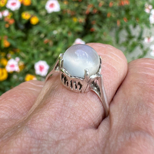 Vintage Sterling Silver Cabochon Moonstone Ring - Boylerpf