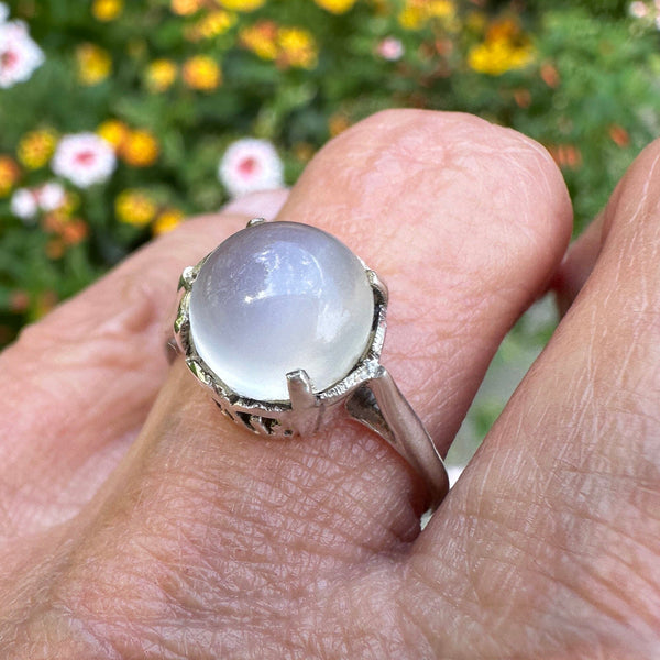 Vintage Sterling Silver Cabochon Moonstone Ring - Boylerpf