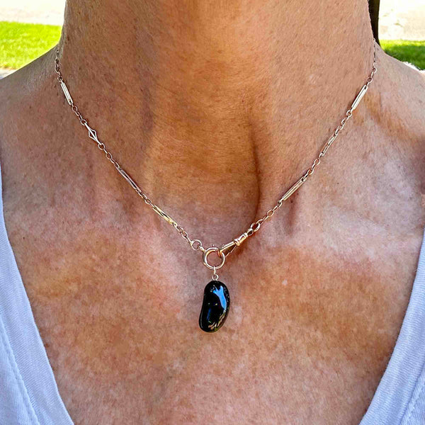 Vintage Gold Green Goldstone Lucky Bean Pendant Charm - Boylerpf