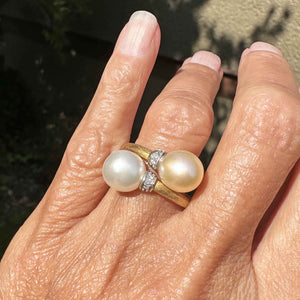 Marco Bicego 18K Gold Diamond Pearl Crossover Ring - Boylerpf