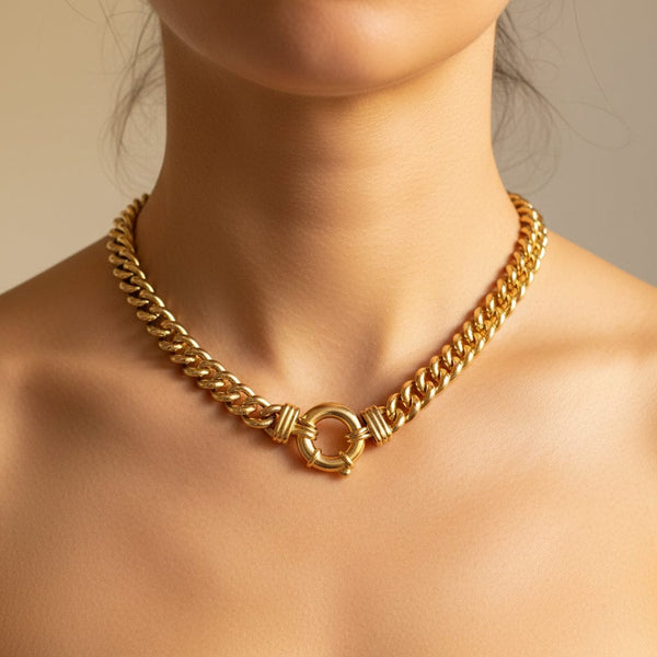 Vintage 9K Gold Curb Link Necklace English Hallmarked