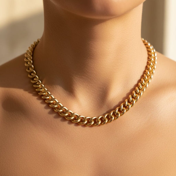 Vintage 9K Gold Curb Link Necklace English Hallmarked