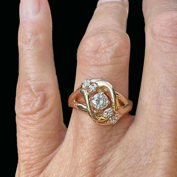 Vintage 14K Gold .50 CTW Diamond Love Knot Ring - Boylerpf