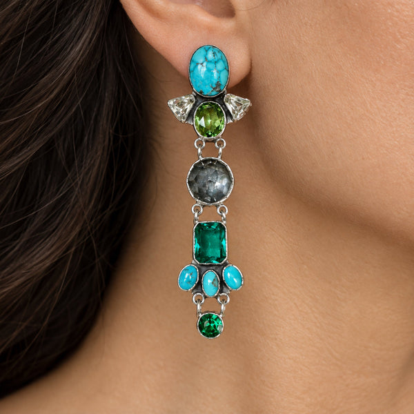 Vintage Federico Jimenez Turquoise Sterling Silver Earrings