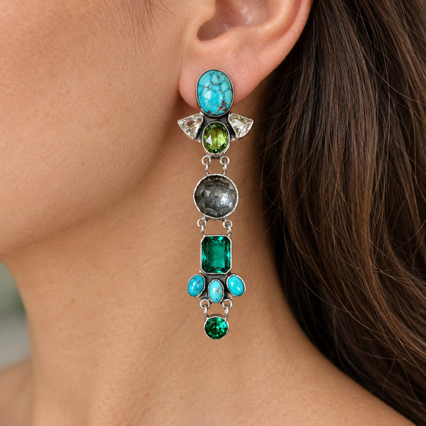 Vintage Federico Jimenez Turquoise Sterling Silver Earrings