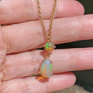 Vintage Jelly Opal Pendant Necklace in Silver Gold Gilt - Boylerpf