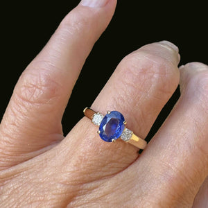 Vintage 14K Gold Diamond & Ceylon Sapphire Ring - Boylerpf