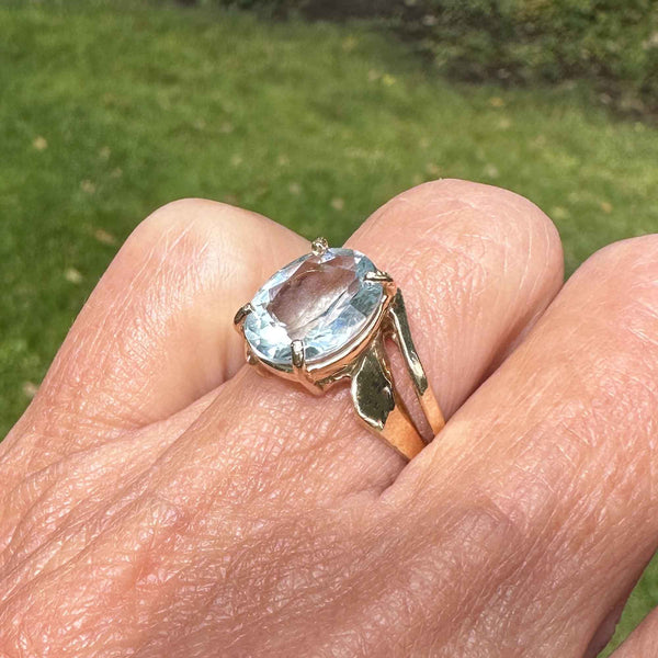 Aquamarine Ring, Cabochon Oblong, 925 Silver, pc2 – Crystal Heart