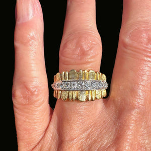 Wide 18K Gold Platinum Diamond Half Eternity Ring Band - Boylerpf