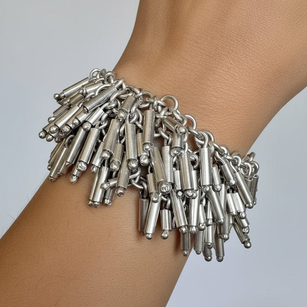 Vintage Teresa Camino Sterling Silver Cha Cha Fringe Bracelet