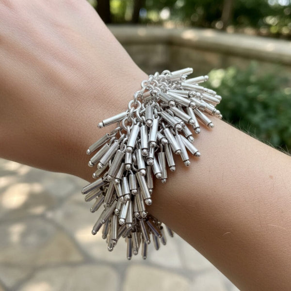 Vintage Teresa Camino Sterling Silver Cha Cha Fringe Bracelet